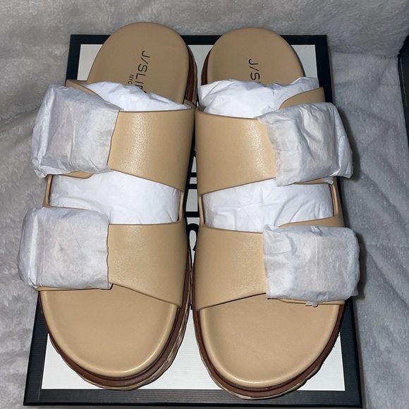 NWT J/SLIDES BONNIE Sand Leather Sandal - Picture 11 of 15